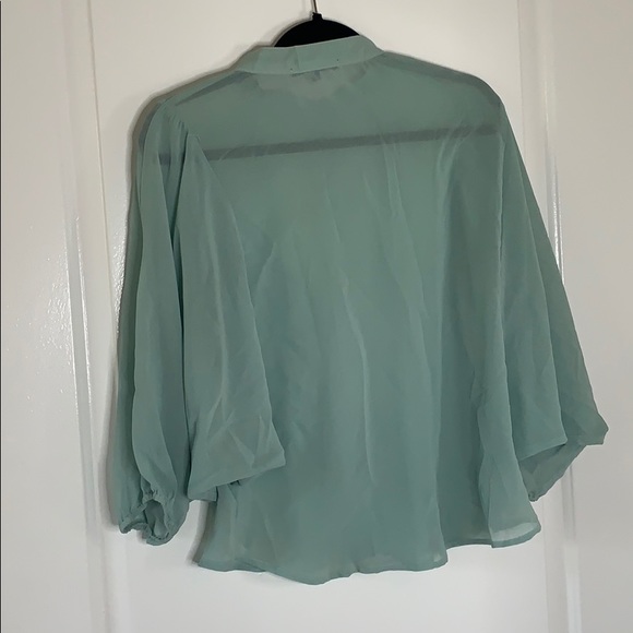 Teal Button Down Blouse - Picture 3 of 3